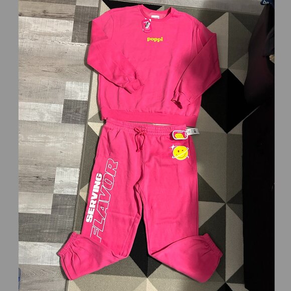 NWT Poppi ⭐️SET⭐️ Pink Joggers and Sweat Shirt Women's Size XL - Picture 4 of 16